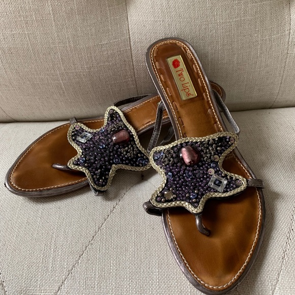 TWO LIPS - Beaded Sandles - Picture 1 of 5